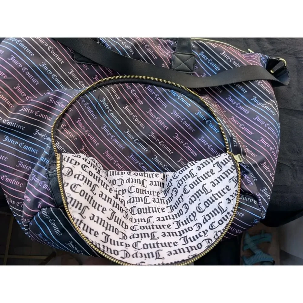 Juicy Couture XL Weekender Bag Rainbow Diagonal Stripe 